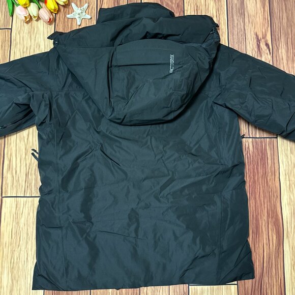 Men's Goose Down Arcteryx Logo Waterproof Warm Hooded Ski Down Jacket Size L - Picture 7 of 10